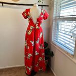 1970s Made in Hawaii Island Fashions Tropical Hawaiian Print Maxi Dress Size 12 Red Photo 2