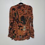 Farm Rio Anthropologie Farm‎ Rio Button Down Blouse Plants Leaves Size S Safari Photo 3