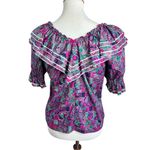 Rhythm Creations Vintage Square Dance Blouse Ruffle Purple & Pink Floral Blouse Size M Photo 1