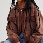 Free People North Star Shacket Oversized Textured Utility Jacket Rosewood Photo 1