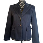 Dress Barn Navy Blue Single Breasted Contrast Stitch Topstitched Blazer Size 6 Photo 0