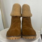 Chunky Teddy Furry Shearling Tan Brown Fold Over Ankle Boots EU 43 / US 12.5 Size 11.5 Photo 6
