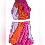 Colorful Retro Patchwork Top and Colorblock Skirt Set 2pc Set Pink Photo 2