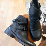 ALL SAINTS Black Leather Nubuck Moto Buckle Boots Women’s Size 37 Photo 0
