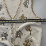 Vintage Claudia D. Cream Embellished Vest Large White Photo 4
