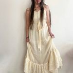 Vintage Boho Fairytale Prairie Ruffle Lace Sweetheart Neckline Maxi Dress White Photo 1