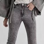 One Teaspoon Light Grey Acid Wash High Rise Raw Hem Society Legend Mom Jeans Photo 2