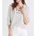 Madewell Striped Lace Up Top Size Medium Photo 0