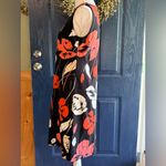 Kasper Tropical Print Sleveless Crepe Sheath Dress Black Size 4 Photo 2