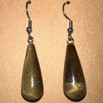 Tiger’s Eye Teardrop Pendant Hook Earrings Brown Photo 0