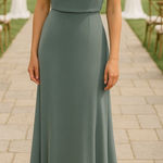 Jenny Yoo  Sabine Blue Gray Slate‎ Formal Bridesmaid Gown Dress Anthropologie 4 Photo 0
