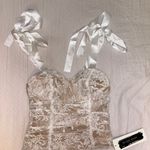 Abercrombie & Fitch NWT White lace corset, satin bow strap tank top Photo 0