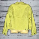 Denim & Co . NWT Size L Yellow & White Polka Dot Cropped Denim Jean Jacket Photo 1