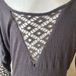 Free People  Vintage Lace Cut Out Knit Dress Size Medium / Large Brown Photo 7