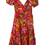 AQUA  Women's Red Floral Print Tiered Midi Dress Summer Party‎ Cocktail Photo 0