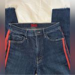 EUC Mother Women's Jeans with Red Stripe. Size 24 “the looker ankle fray” style Blue Photo 5