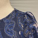 Anthropologie Demeter Blue Paisley Sparkly Puff Short Sleeve Knit Top Size XS Photo 10