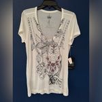 Key Closet Women’s White Owl Studded Women’s White Short Sleeve Shirt Size Small Photo 1