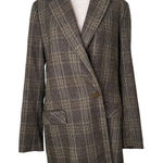 ZARA  Glen tan & brown plaid oversized blazer jacket size M Photo 0