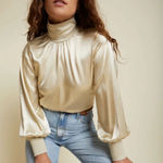 Nation Ltd New with Tags  Anne Feminine Turtleneck in White Chocolate Sz M Photo 0