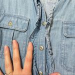 Talbots  Ruffled Chambray Button Down Shirt Womens S Coastal Grandma Western Top Photo 6