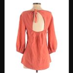 Fifteen Twenty Blouse S Silk Open Back Scoop V-neck Flowy Bubbled Sleeves Pink Photo 2