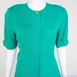 katie MFG vintage union made green short sleeves button down dress, Petite 13 Photo 3
