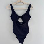 Aerie Ribbed Knot One Piece Swimsuit Full Coverage Black Small Photo 2