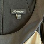 Shimmer Gold Tan Satin Halter Dress Black Trim Date Night Glam Party Y2K Size 6 Photo 3