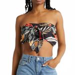 Lulus Tropical Vibes Black Tropical Print Backless Halter Crop Top NWT XS Photo 7