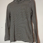 J.Crew Turtleneck Top Black White Stripe Cotton Size XS Lightweight Photo 0