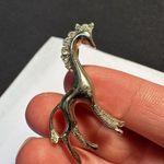 Tiny Vintage Signed Coro Pony Horse Brooch Pin Gold Tone & Rhinestone Photo 3