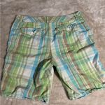 st. john's bay  Plaid Bermuda Shorts in Green Tan Blue Photo 2