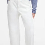 Madewell NWT White Pieced Barrel-Leg Jeans Ridgid Denim Size 33 Photo 0