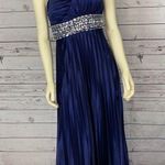 My Michelle  Blue One Shoulder Ruched Formal Beaded Empire Waist dress size 13 Photo 8
