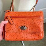 Mundi Vintage Faux Ostrich Crossbody Purse Handbag Orange FLAW Photo 2
