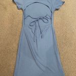 SS Crewneck Open Tie Back Dress Blue Photo 1