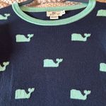 Vineyard Vines Blue and Green Crew Neck Sweater with Whale Motifs Photo 3