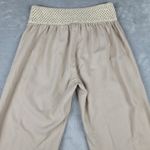 kiss & cry  Linen Blend Pants Beige Crochet Elastic Waist Size L Large Photo 9