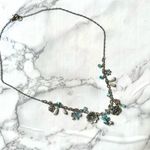 Silver tone blue faux pearl flower charm necklace Photo 4