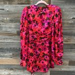 For Love & Lemons  ‘Lauren’ Red Floral Long Sleeve Front Cut Out Mini Dress Small Photo 7