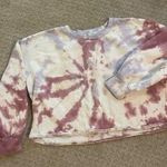Hippie Rose  Purple Tie Dye Cropped Scoop Neck Sweatshirt XL Photo 0