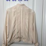Halston Heritage EUC Vintage Halston III women’s cream silky smooth pleated button high neck‎ top Photo 4