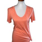 Lululemon  V-Neck T-Shirt Side Tie Orange Peach Bright Size 6 Photo 0