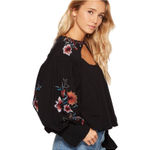 Free People Lita Embroidered Cutout Top sz M Photo 2
