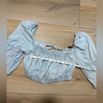 ZARA  Baby Blue Balloon Sleeve Crop Photo 5