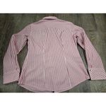 Chico's  Long Sleeve Red Whit GoldMetallic Shimmer Striped No-Iron Shirt Size 0 S Photo 5