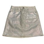 Good American  Good Skirt Coated Silver Metallic Mini Length Size 4 Women's Photo 1