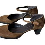 Paloma Round Square Suede Toe Chunky Heels Mary Jane Shoes feature leather 7.5 Brown Photo 0