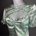 Cider  Satin Vintage Style Mini Green & White Short Sleeve Dress Womens Medium Photo 5